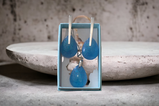 Earring pendant set Light blue