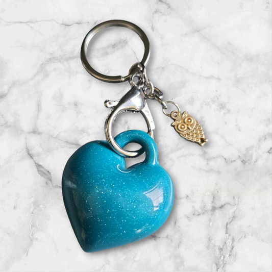 Key Chain Puffy Heart Peacock