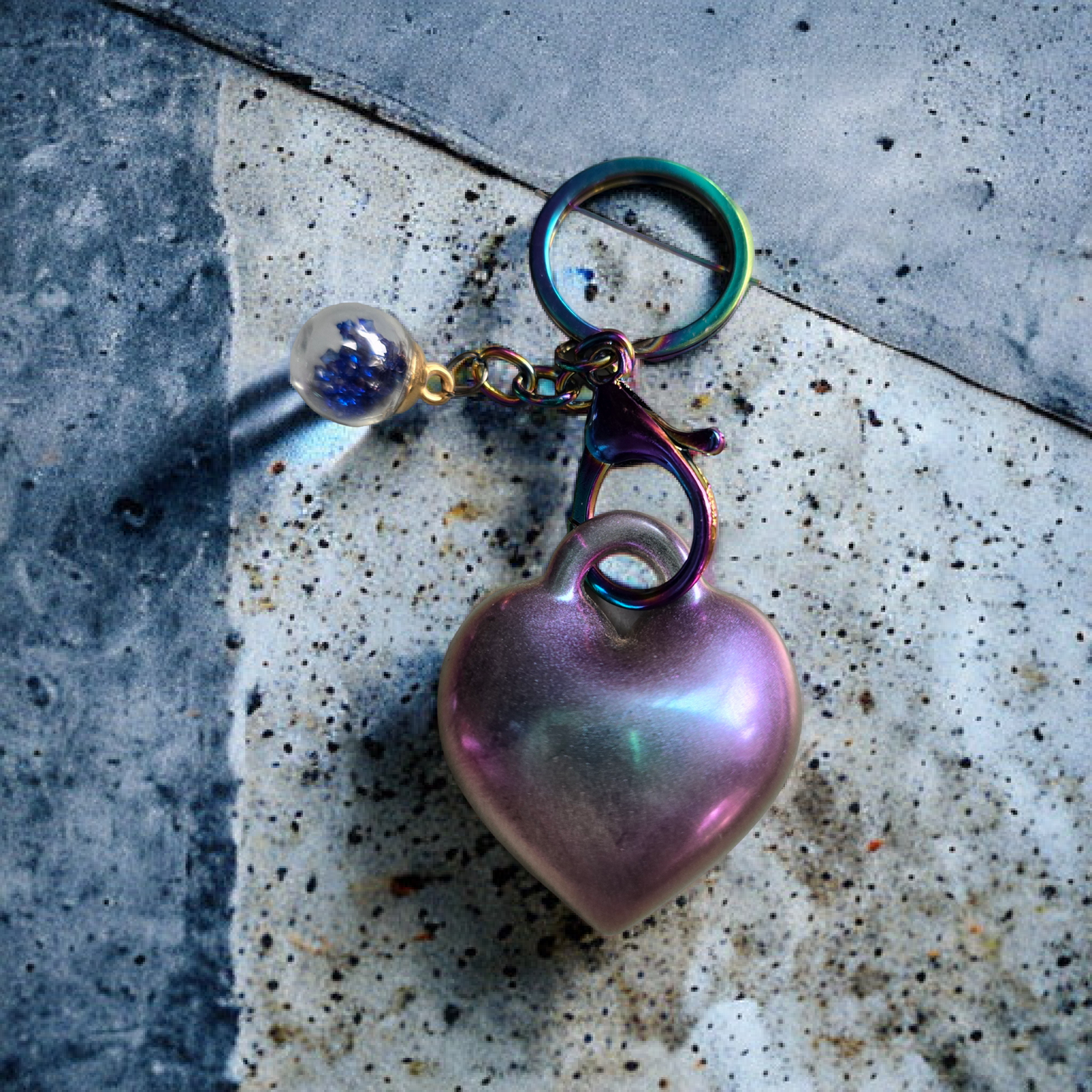 Keycharm puffy heart purple blue