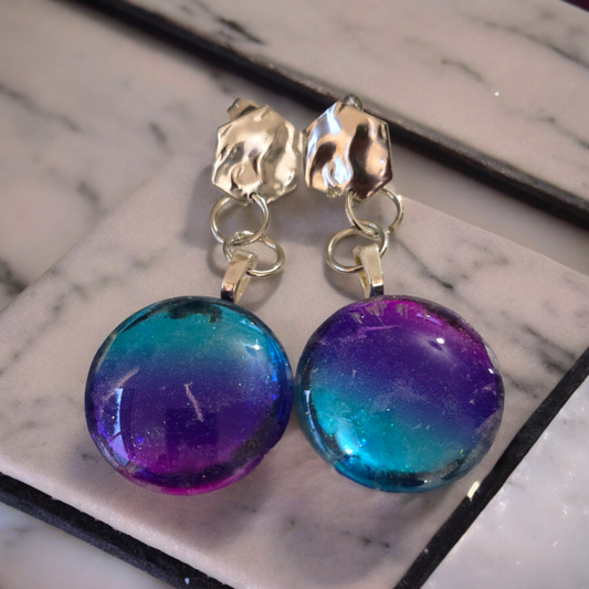 Earrings dangling turquoise purple 💜