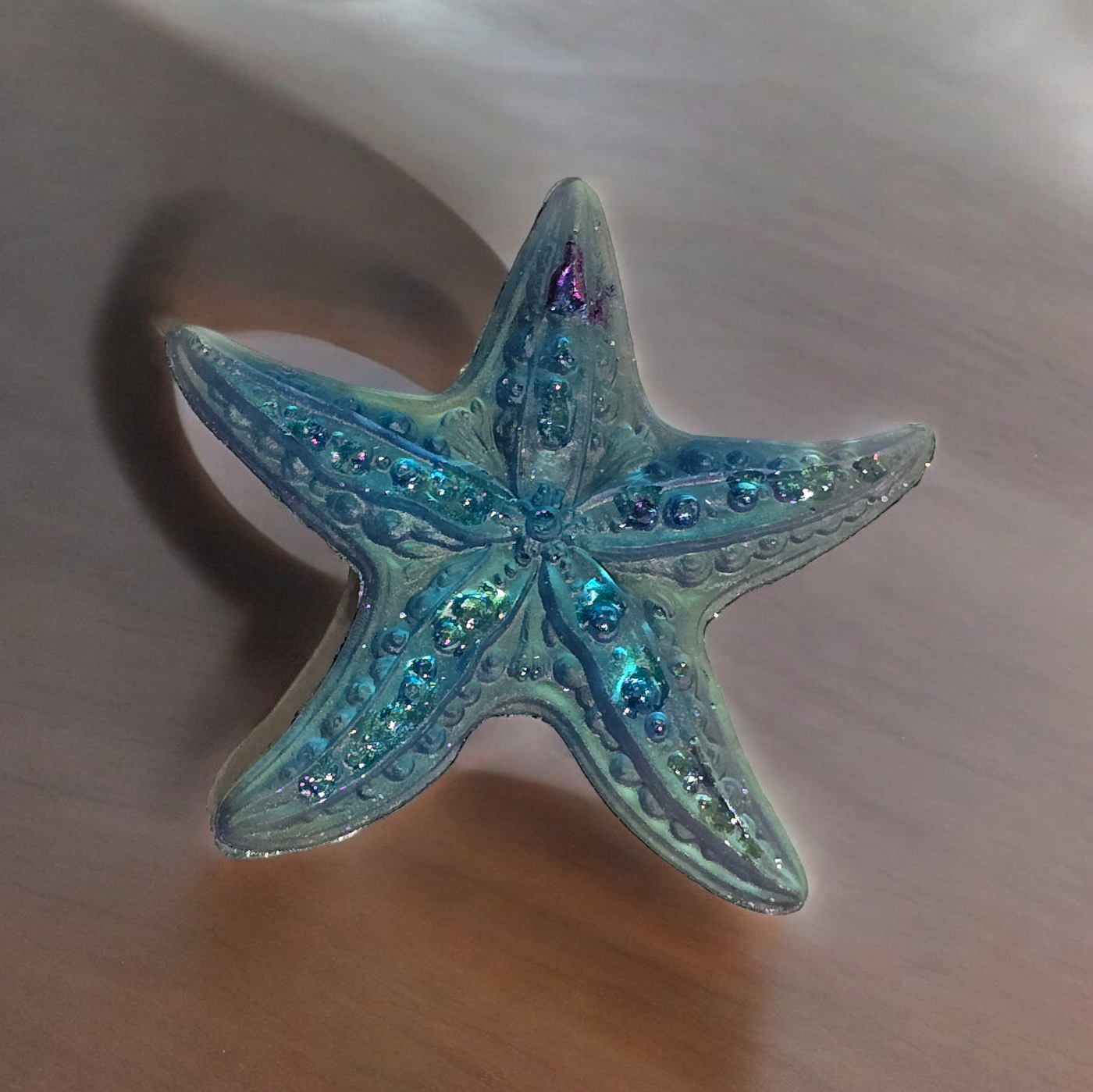 Brooch seastar blue green