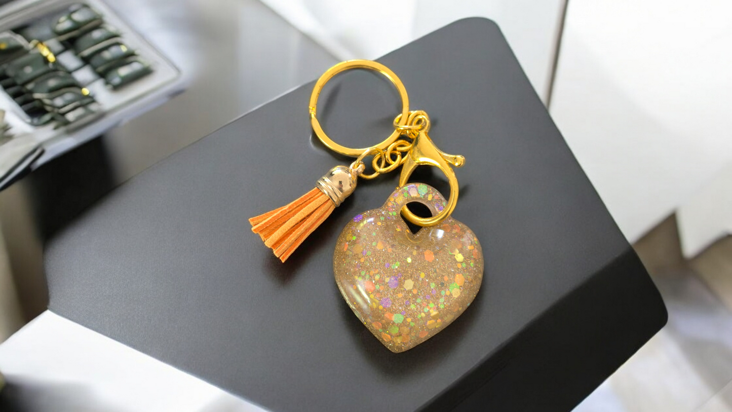 Keycharm puffy heart gold