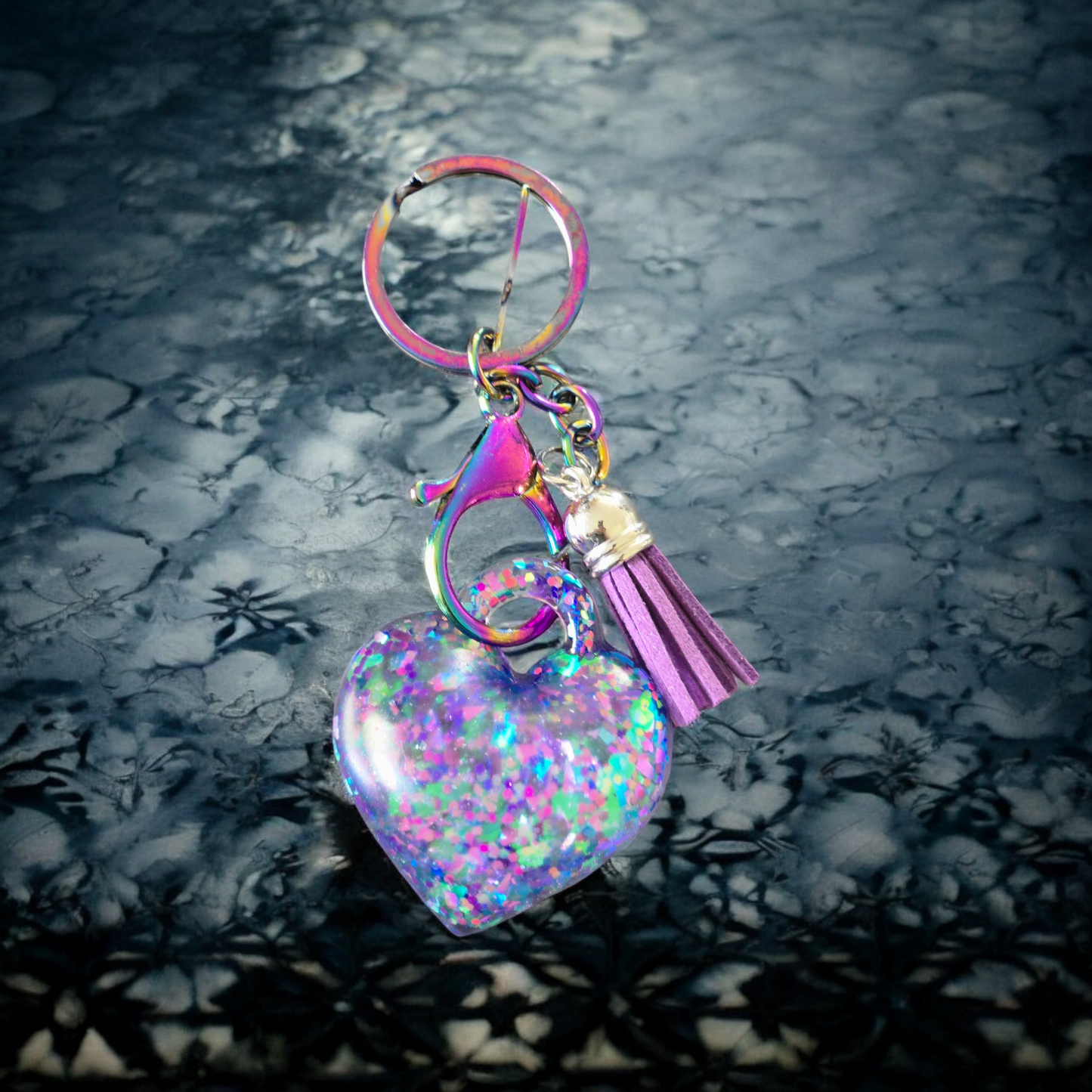 Keycharm puffy heart multi colour