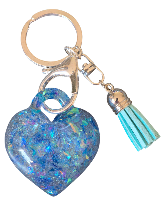 Keycharm puffy heart blue sparkle