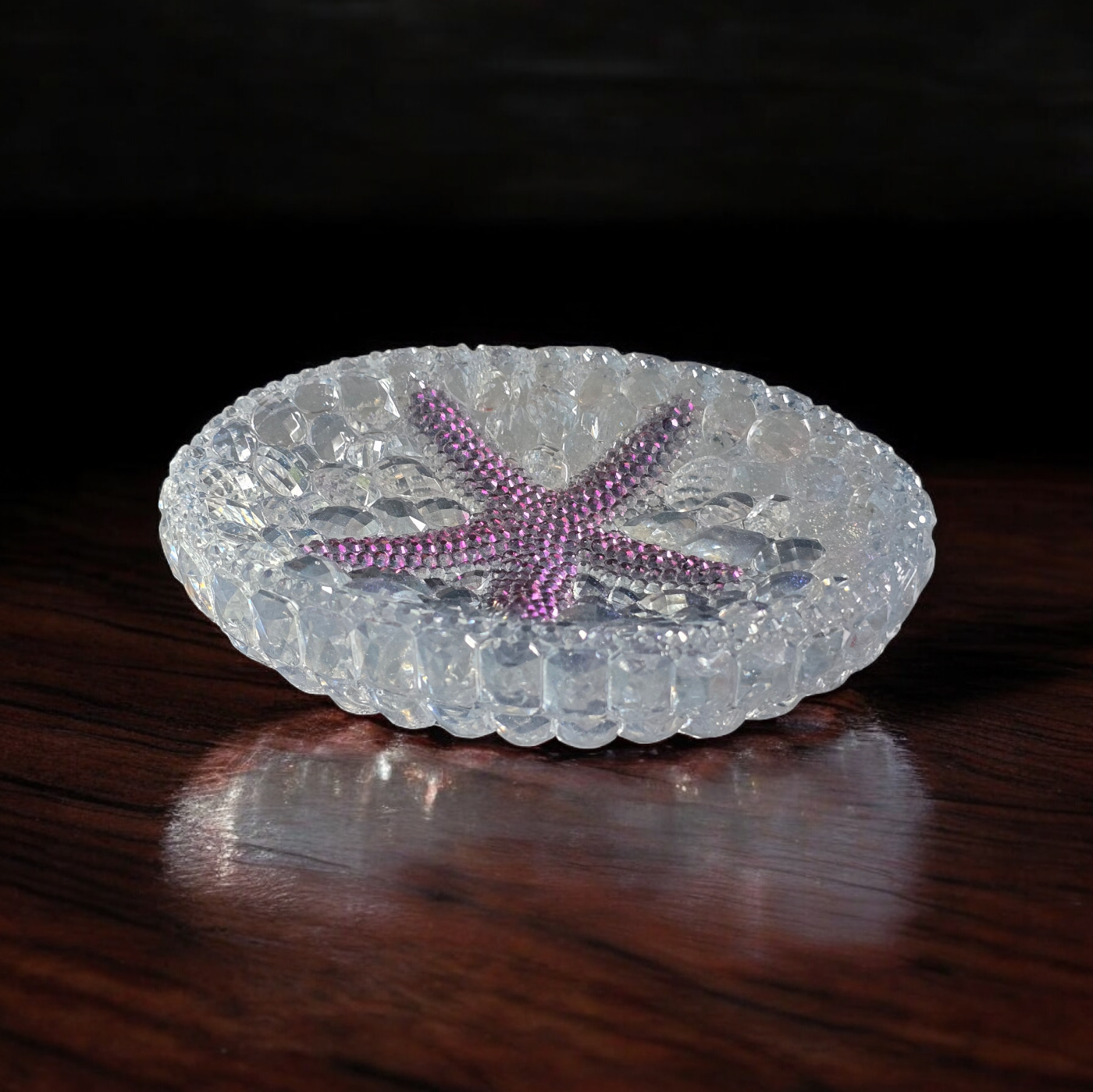 Bowl crystal cluster with blue purple seastar