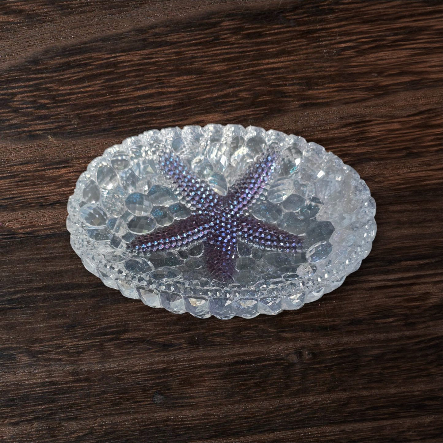 Bowl crystal cluster with blue purple seastar