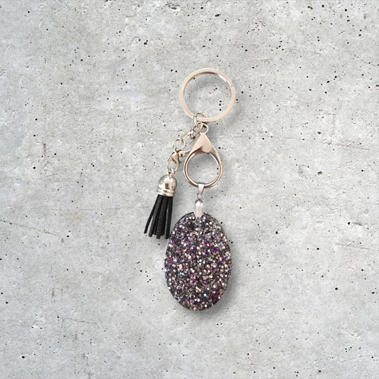 Keycharm glitter with black tassel