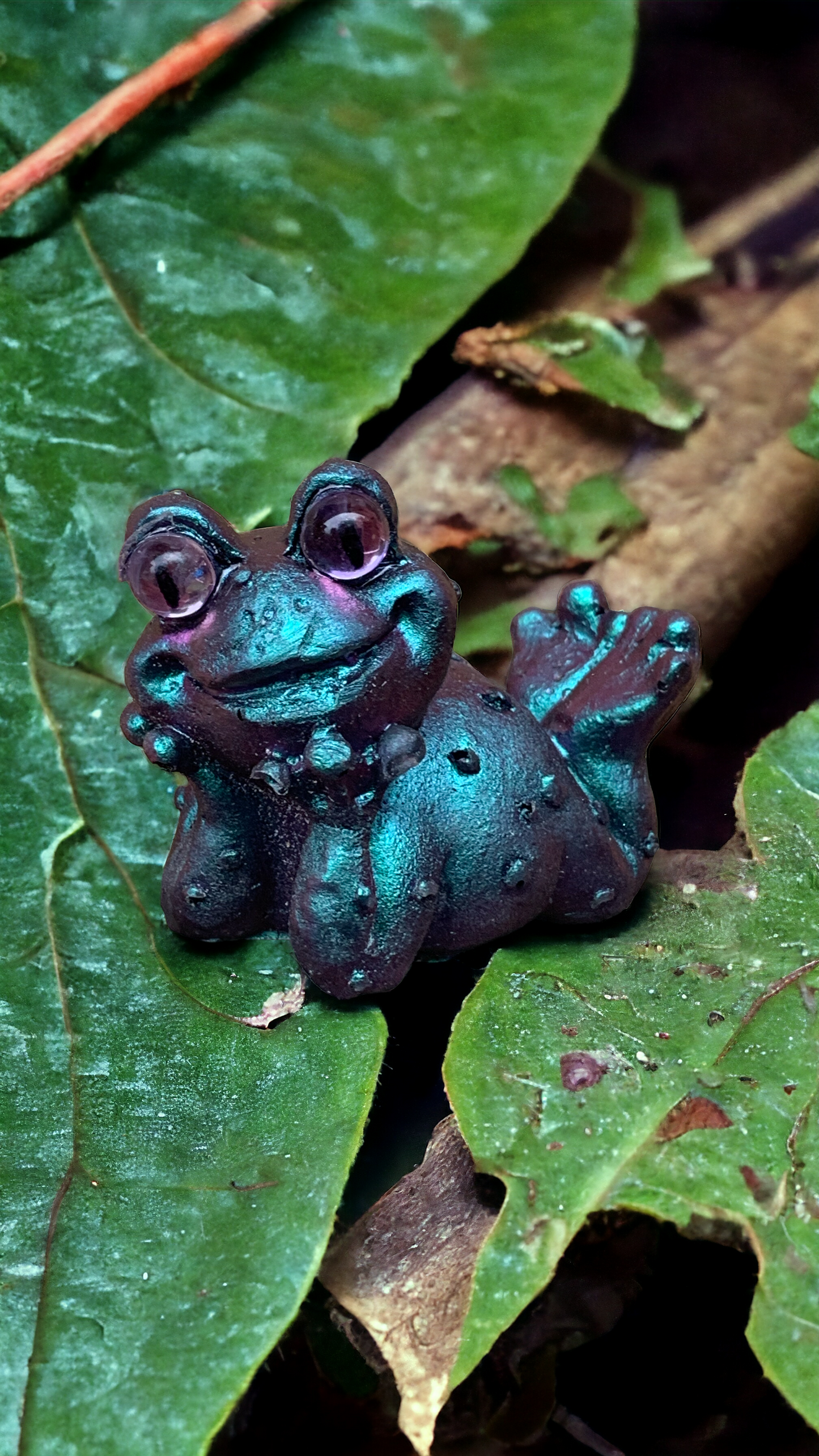 Frog  Happy  Teal / Purple