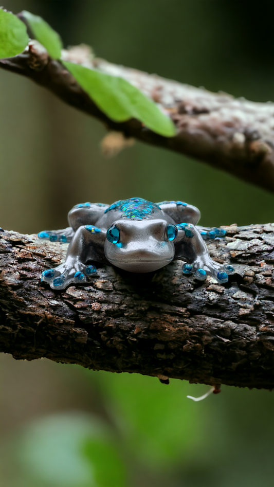 Chic Silver Frog with blue accent