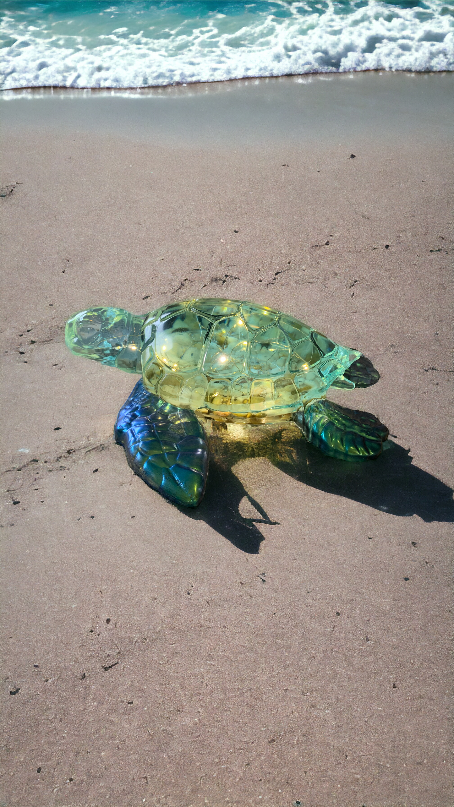 Turtle HUGE with lights (colour shift blue/green flippers) 31 x 30cm