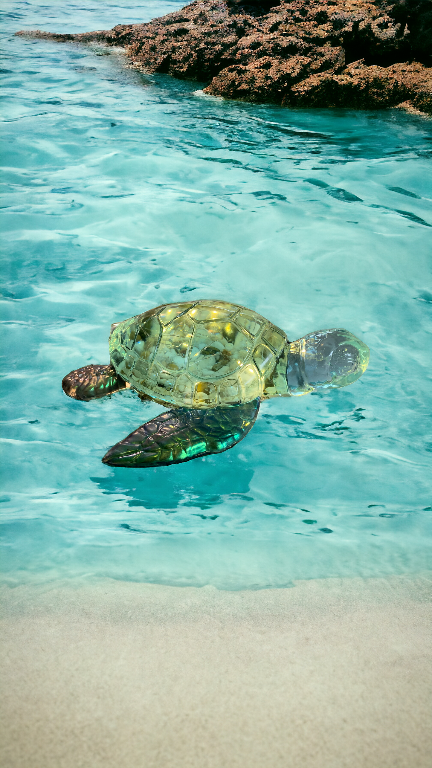 Turtle HUGE with lights (colour shift blue/green flippers) 31 x 30cm