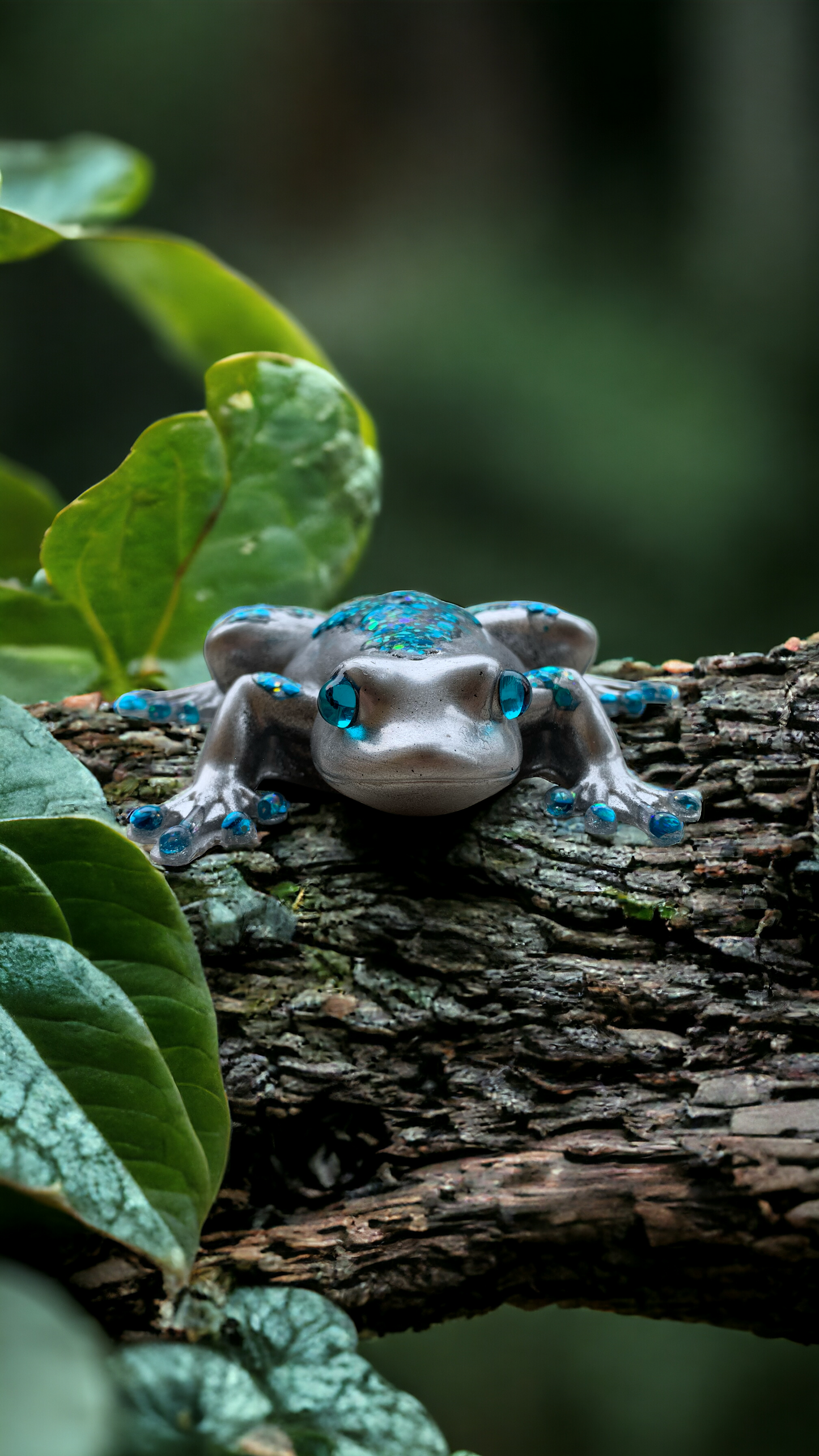 Chic Silver Frog with blue accent