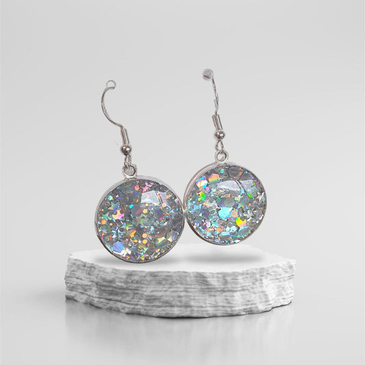 Earrings silver Starry Night round