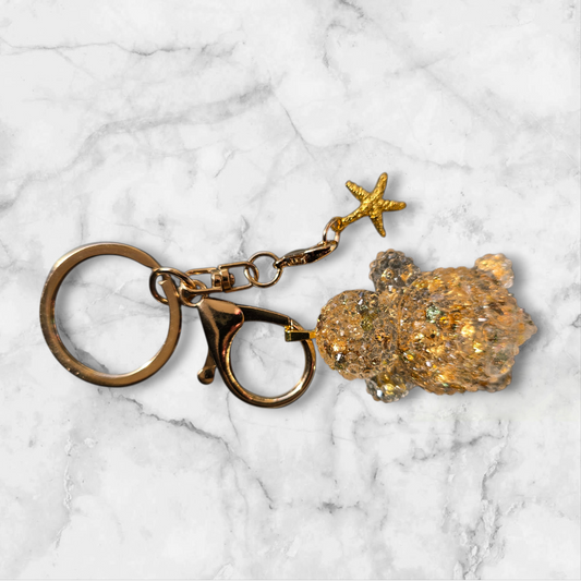 Keycharm crystal turtle with gold