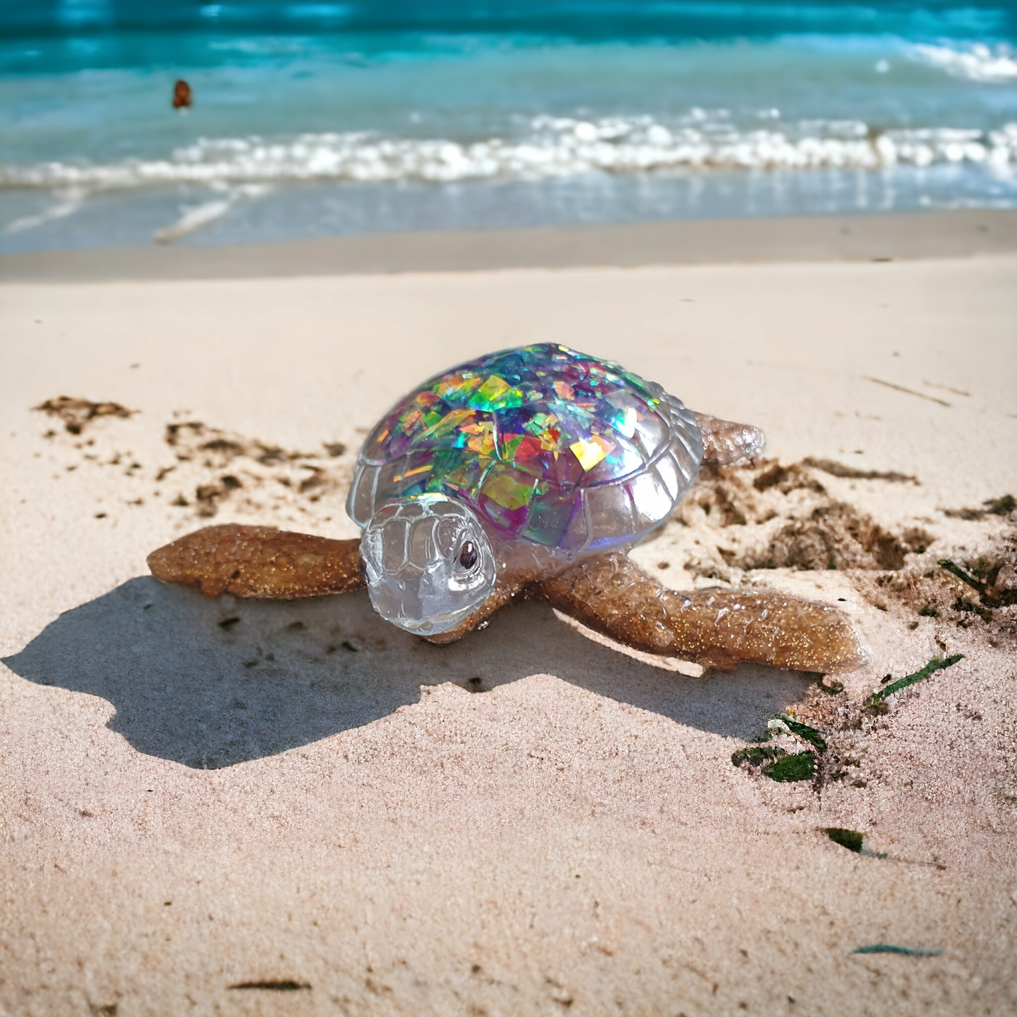 Turtle large light blue turquoise + Turtle large rainbow resin + Turtle large turquoise resin